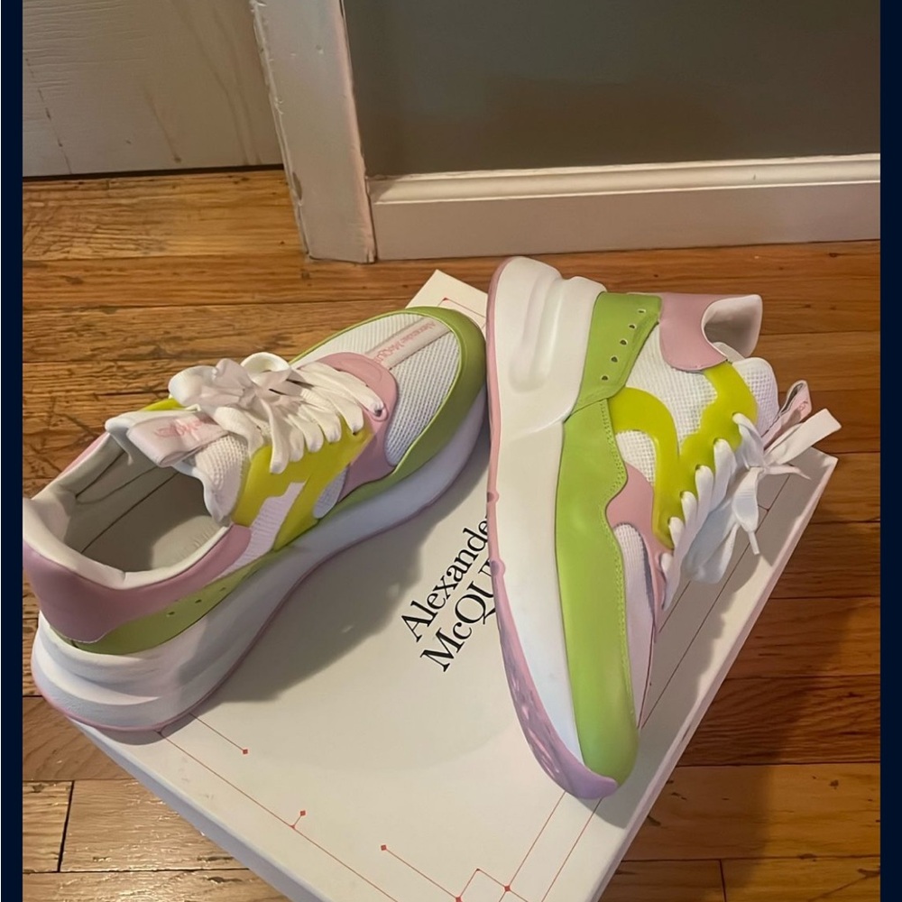 Alexander McQueen Lime and Pink Sneakers